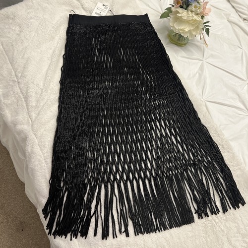 Zara black beaded skirt - beaded,