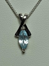 Silver Blue Cubic Zirconia Pendant Necklace