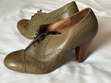 Office high heeled brogue lace-up shoes, olive green. Worn once indoors. 40/6.5