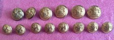 14 'LONDON BADGE & BUTTON CO' GILT BRASS FLEUR DE LIS BLAZER BUTTONS 21mm & 16mm