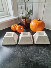 Portmeirion Seasons Concrete Pyramid Pillar Candle Holders x 3 Susan W Ellis 