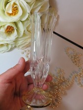 Vintage Killarney Crystal Vase, Bud Vase With Gold Footed