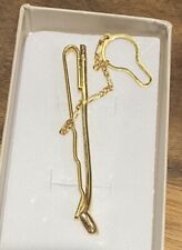 Vintage Golf Gold Plated Tie Pin & Chain-stamped VID
