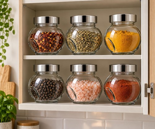Glass spice jars 190ml - spice, herbs