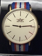 Softech London Men’s Watch – Gold Case, Nylon Strap, Minimalist Dial
