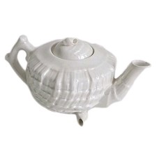 Shell Shaped Teapot Pearl Lustre In The Style Of Belleek Antique Early 20th 3"