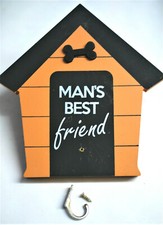 Wooden -  Man's Best Friend - Dog Lead Holder With One Hook In Shape of Kennel