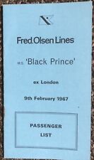 Ship MS Black Watch Passenger List, Fred Olsen Lines  1967