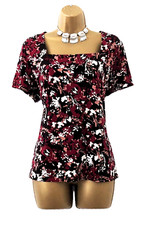 KALIKO Red Floral Square Neck