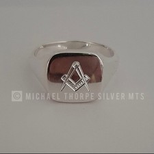 Masonic Freemasons signet ring Solid sterling silver size P