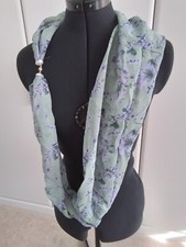 Genuine SCARFLACE by Moira C Soft Green & Lavender Sheer Floral PRINT  BNWOT