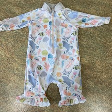 6-9 Months TU Girls UV Sunsuit With Frilled Cuffs And Bottom Of Legs