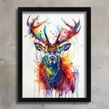 Stag Wall Art Colourful Stag