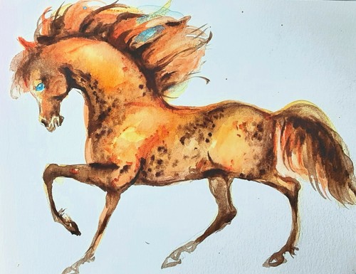 Horse running art original - horse,
