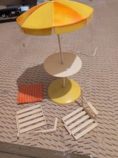 SINDY pedigree DOLL GARDEN FURNITURE PATIO CHAIR AND TABLE WITH PARASOL