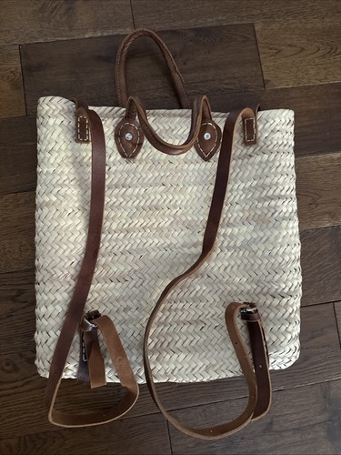 Large natural straw backpack - natural, &