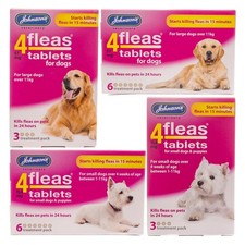 Johnsons Vet 4Fleas Tablets Flea Killer Treatment for Dogs & Puppies Fast Acting
