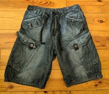 G STAR MENS BLUE COMBAT STYLE CARGO SHORTS SIZE 30