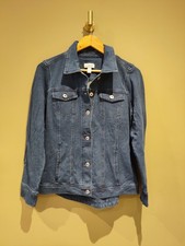 QVC Denim & Co. Comfy Denim Style Jacket with Collar Blue Size Medium  RRP £49