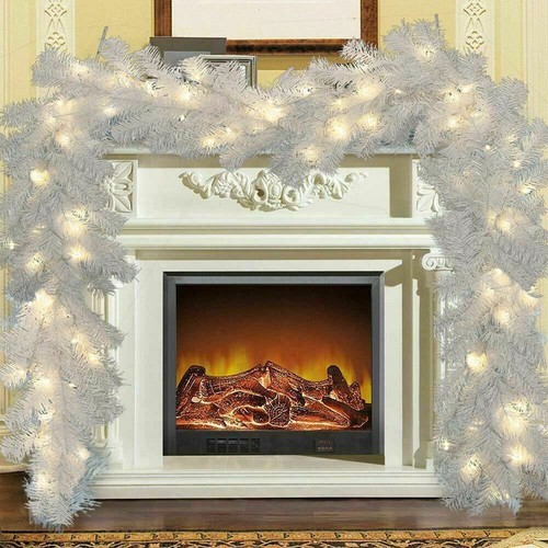 18ft white christmas - white, garland