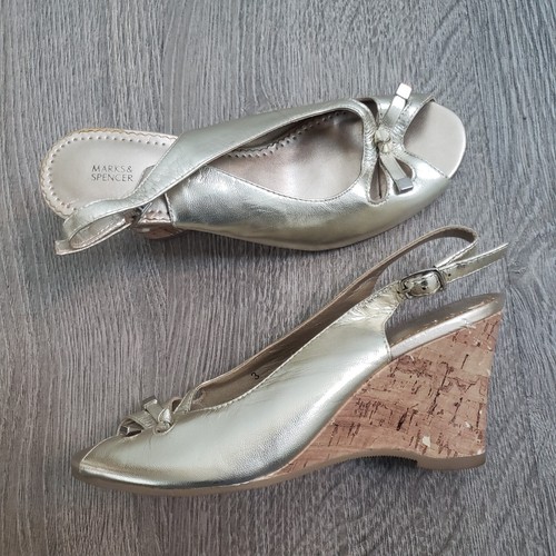 Women gold cork wedge - m&s,