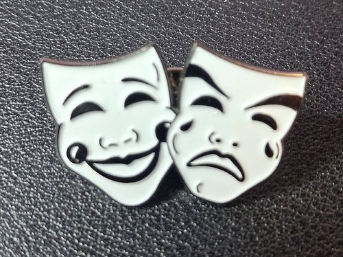 Comedy tragedy mask pin - mask,