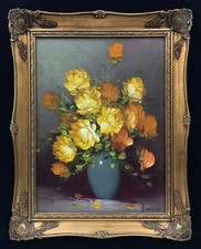 20th Century Continental School Oil Impasto On Canvas Still Life Painting Signed