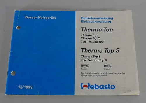 Operating instructions webasto - instructions,