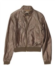 GUESS Womens Bomber Jacket IT 44 Medium Gold Spotted AH02