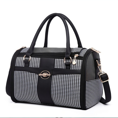 Houndstooth pet carrier bag - houndstooth,