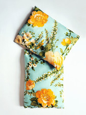 TWO SMALL FRENCH VINTAGE CUSHIONS MADE WITH BOUSSAC FABRIC FLORAL PATTERN 1960S