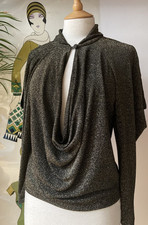 VINTAGE 70s 80s NEW WAVE JANICE WAINWRIGHT SLINKY LUREX PEEK A BOO TOP SIZE 6 8