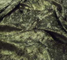 Crushed Velvet Velour Fabric Material - OLIVE