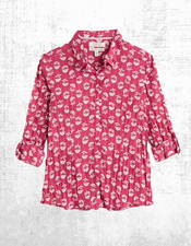 Ex Seasalt Women’s Long Sleeve Cotton Shirt in Sea Fan Red larsa