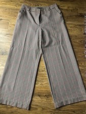 PRIMARK LADIES MULTI CHECKED WIDE LEG TROUSERS SIZE 10