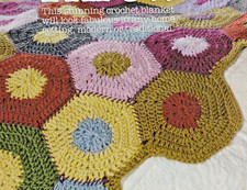 #112 CROCHET PATCHWORK THROW/BLANKET 62.5" x 65.25" VINTAGE CROCHET PATTERN COPY