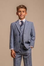 Cavani Boys Blue Tweed Suit Slim Fit Wedding Pageboy Prom Party Suit WAS £ 134