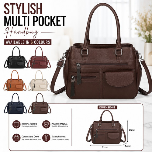 Women multi pocket handbag - pocket,