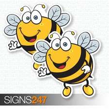 2 x BEE STICKERS Happy Bumble