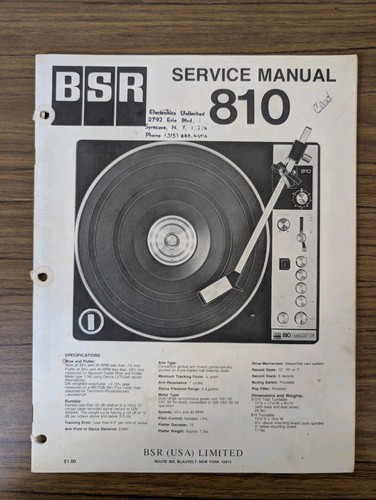 Bsr 810 turntable service - turntable,