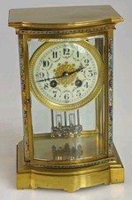 A SUPERB CHAMPLEVE ENAMEL FRENCH REGULATOR MANTEL CLOCK 