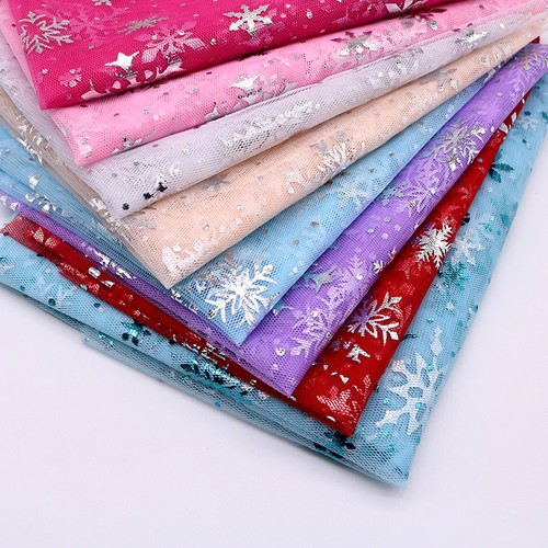 Snowflake mesh tulle fabric - snowflake,
