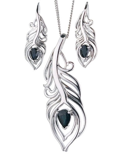 Sterling silver sapphire set - silver,