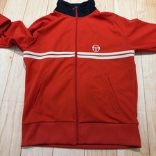 retro sergio tacchini track top Large Red 80s Casuals Business Vintage