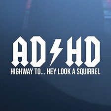 ADHD Funny Car Sticker, Camper Van Laptop Truck Bumper Window Vinyl Decal