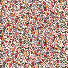 Cotton Fabric - Pretty Red & Pink Floral Print on Cream - Craft Fabric Material