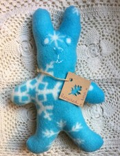 Recycled Toys Handmade Rabbit Soft Toy Plush Upcycled Fabric Snowflake Fleece