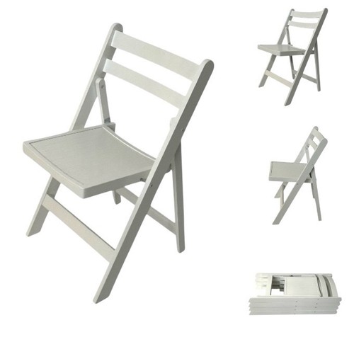White wooden folding chairs - wooden,