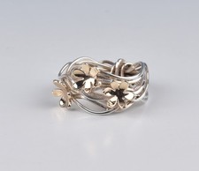 Linda Macdonald Jewellery Sterling Silver & 9ct Gold Scribbles Ring * BOXED *