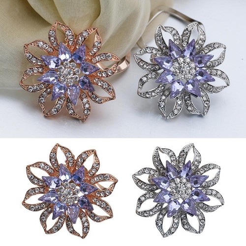 Crystal flower brooch pin - crystal,